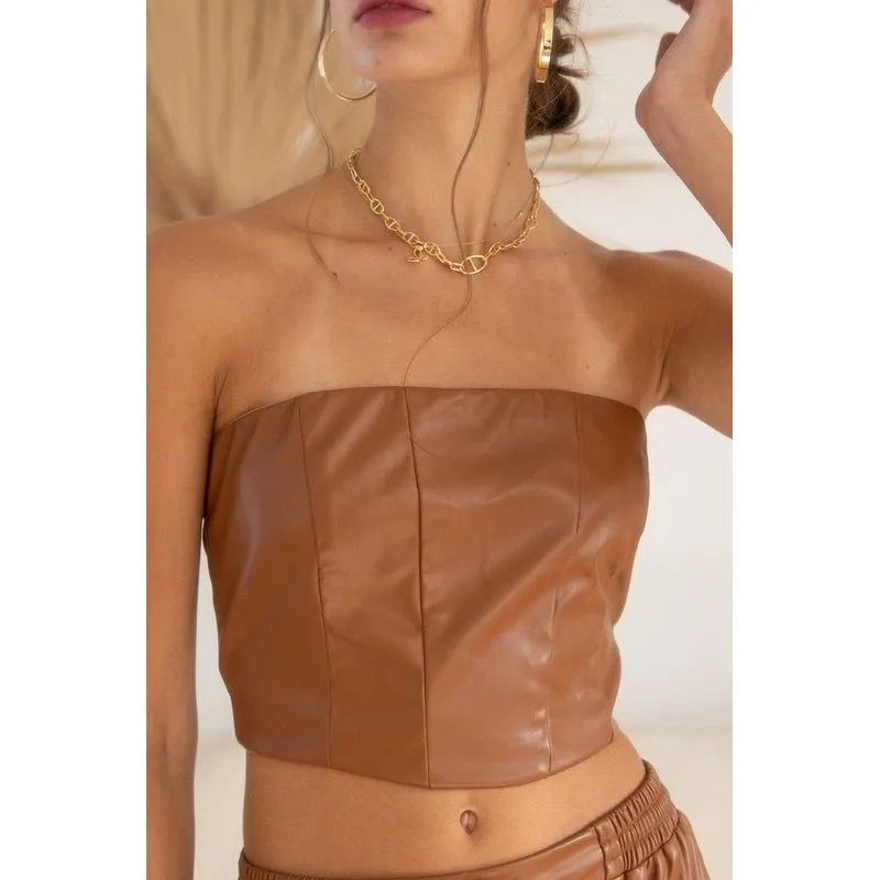 Sierra Faux Leather Tube Top