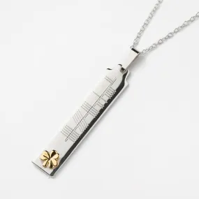 Silver Ogham Pendant with 14K Symbol - Shamrock