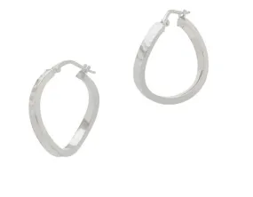 Small Wave Hoop Earrings; Sparkly, Textured, Silver (Left   Right ear)