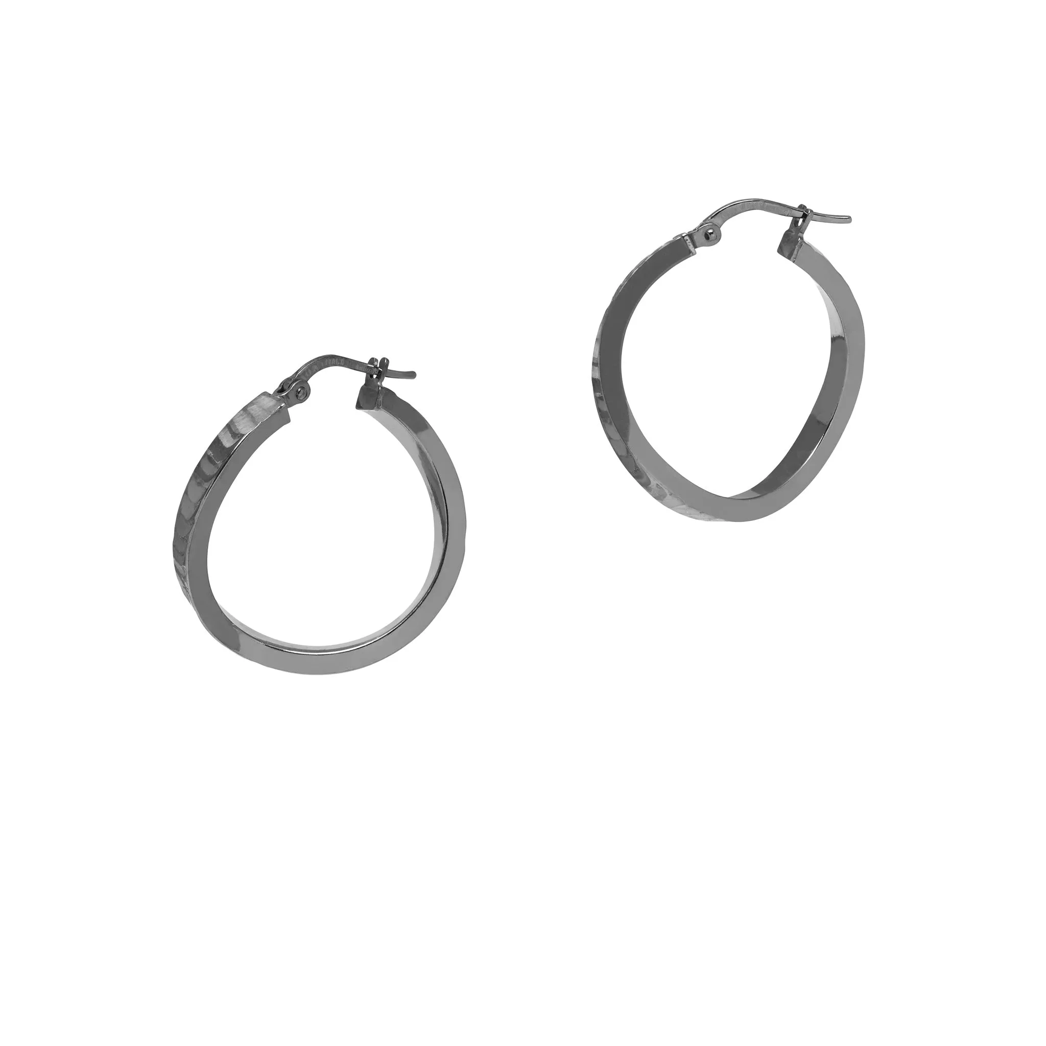 Small Wave Hoop Earrings; Sparkly, Textured, Silver (Left   Right ear)