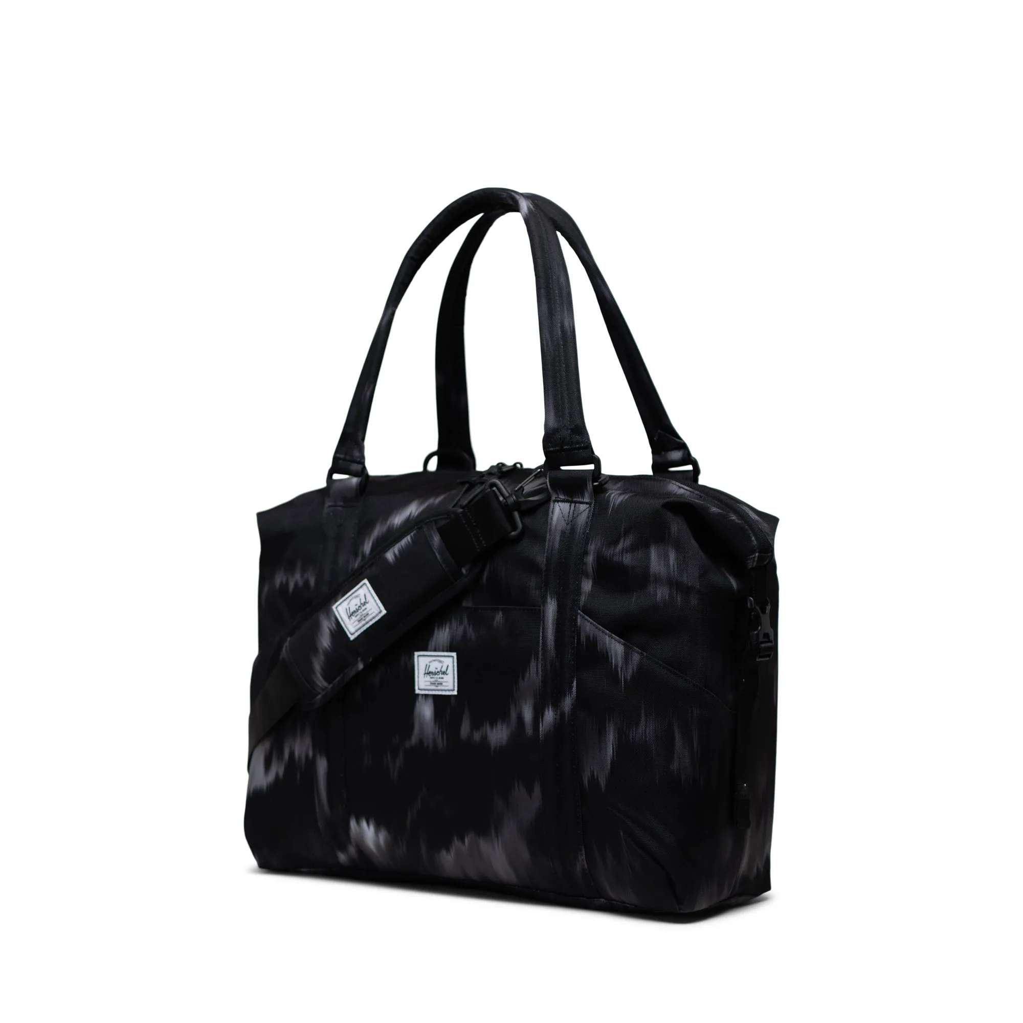 Strand Duffle Diaper Bag Blurred Ikat Black