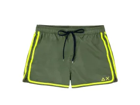 SUN68 Swim Pant Side Band Costume Verde Militare H19103