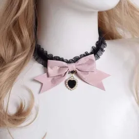 sweet Lolita lace bow handmade collarbone Chain necklace BY9016