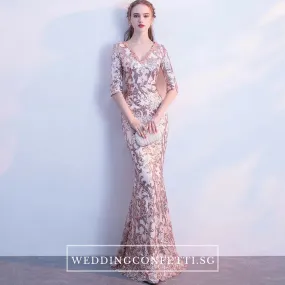 The Jaycyntha Gold Sequins Long Sleeves Gown