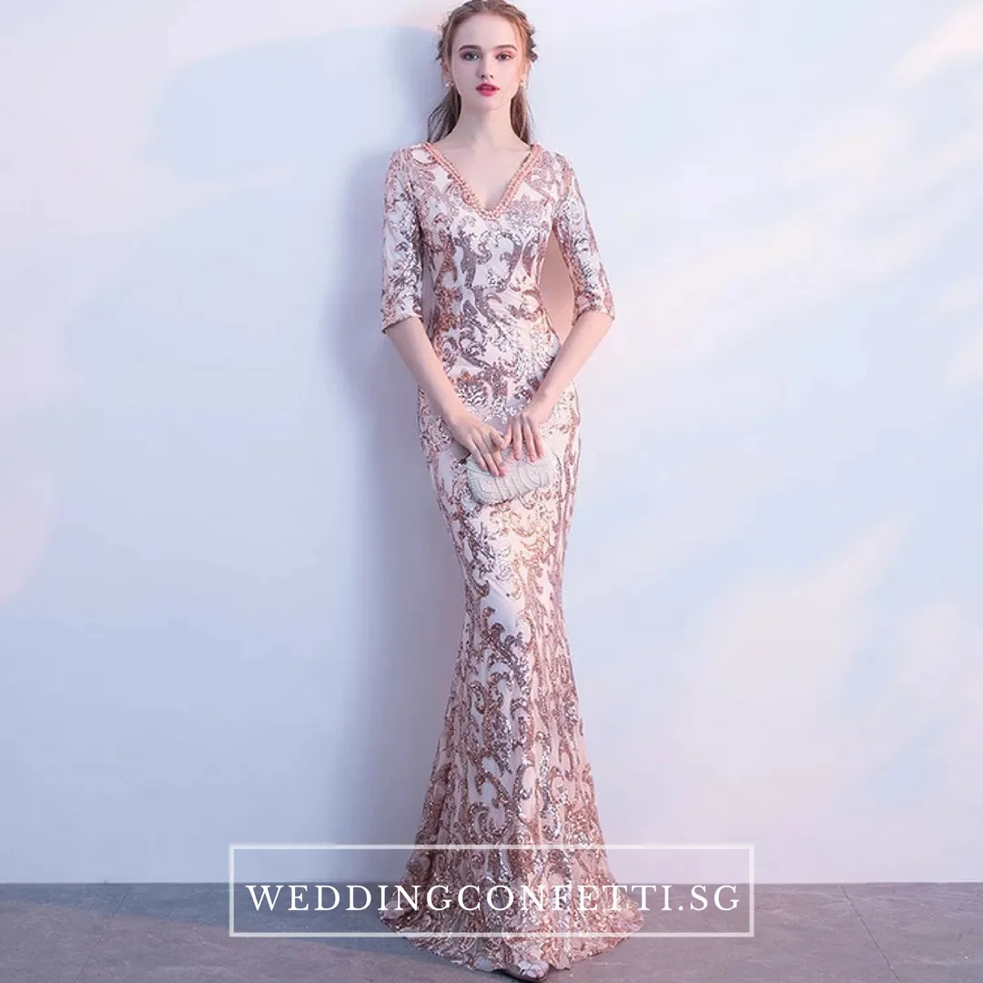 The Jaycyntha Gold Sequins Long Sleeves Gown