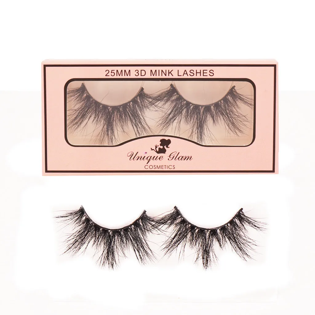 UNIQUEGLAM 3D Mink Eyelashes 25 MM