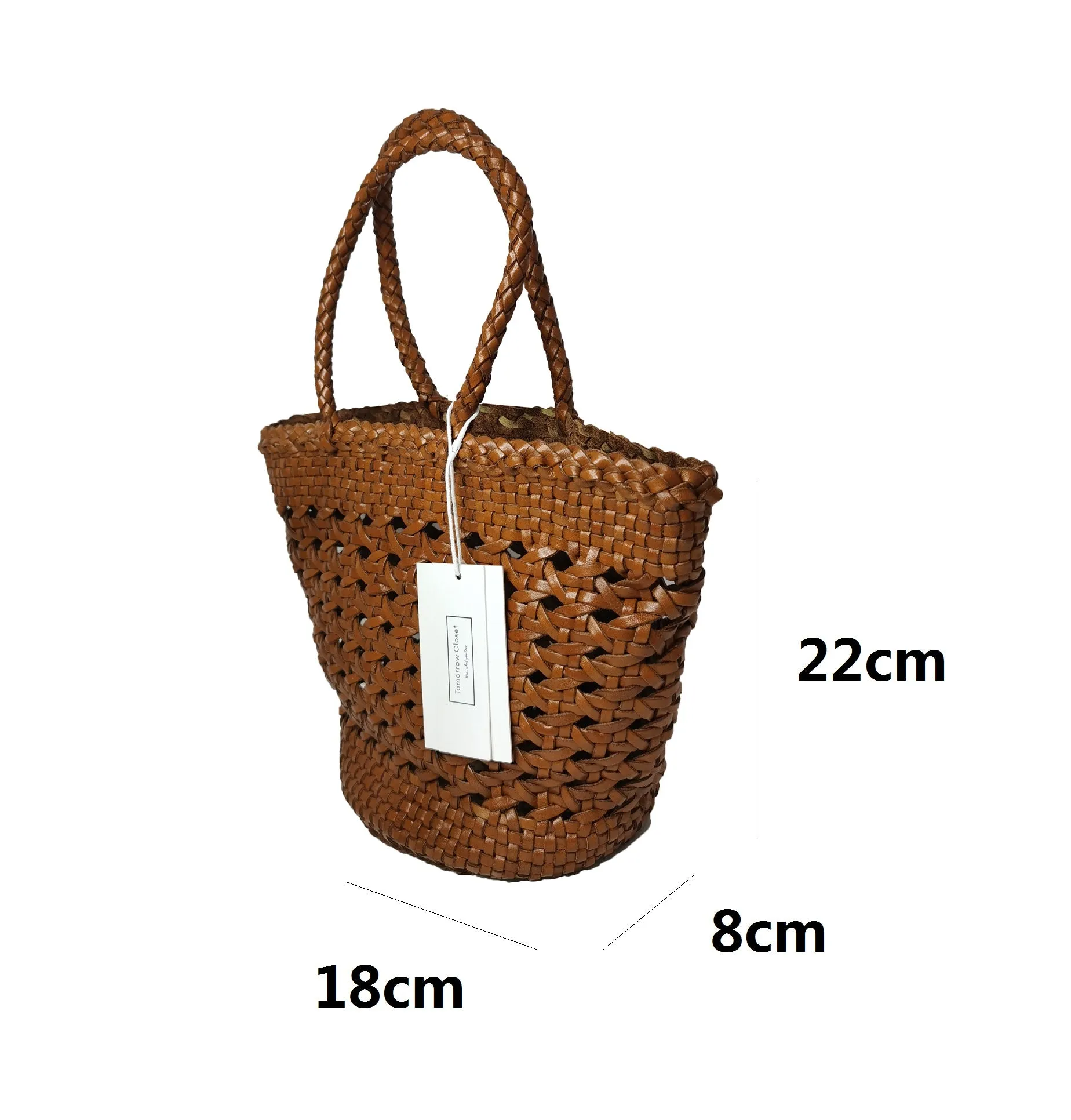 Women's genuine cowhide leather handbag Woven Basket V2 design