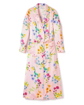 Women's Silk Robe in Blush Brilliant Botanical