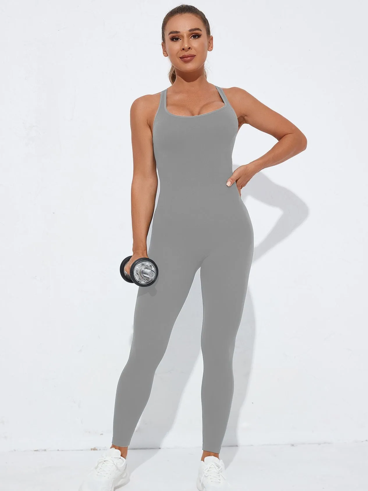 ZASUWA Female Cross Back Hollow Out Quick Dry Jumpsuit